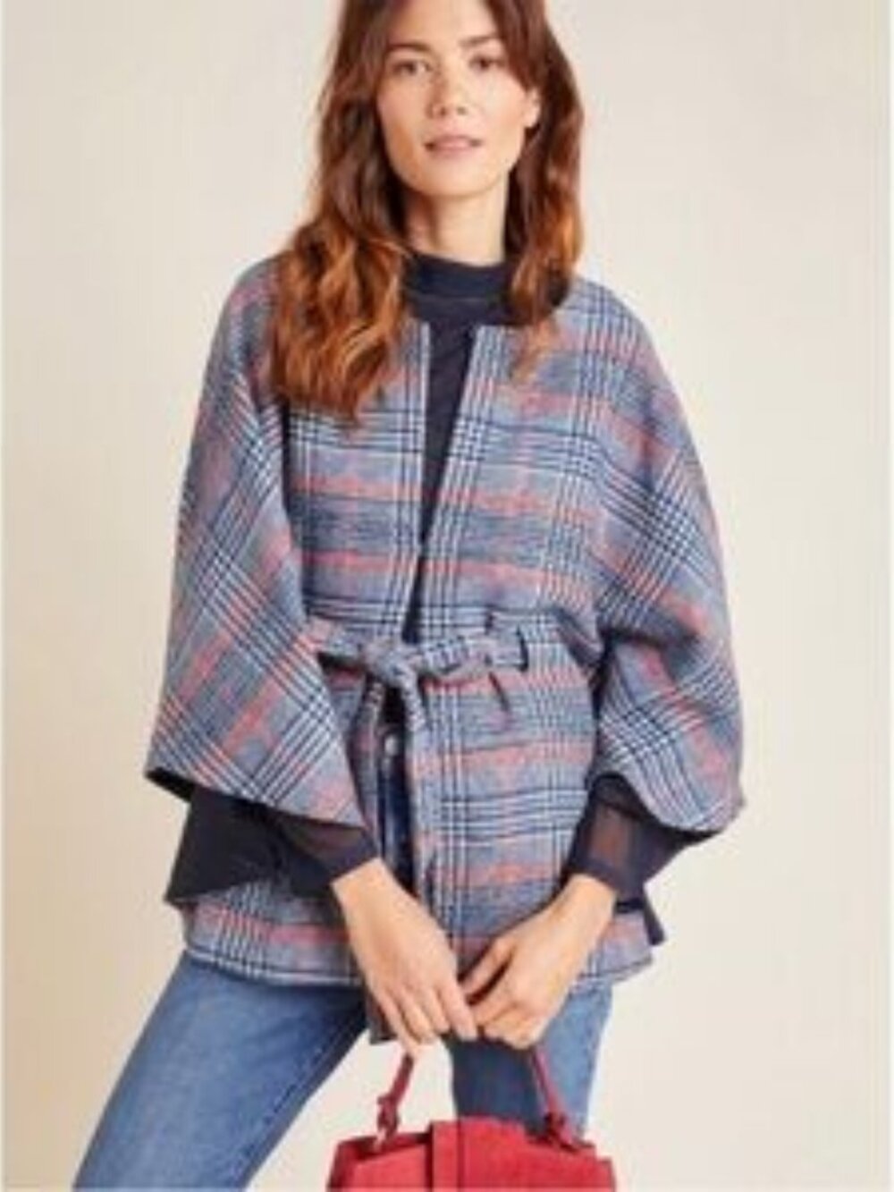 Andersen & Lauth Anthropologie Iona Plaid Wool Blend Capelet NWT